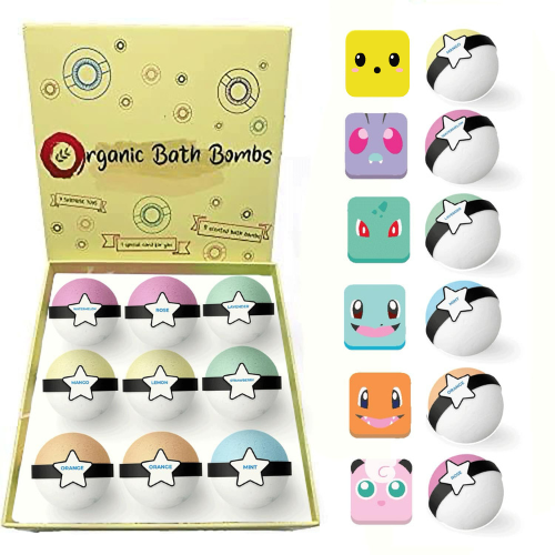 Bath Bombs for Kids - 9 PKM Pack Organic Bath Fizzes with Essential Oils, Natural Ingredients, Soothing Aromatherapy, Great Gift for Boys and Girls, Fun Bath Toy, 3.5 OZ